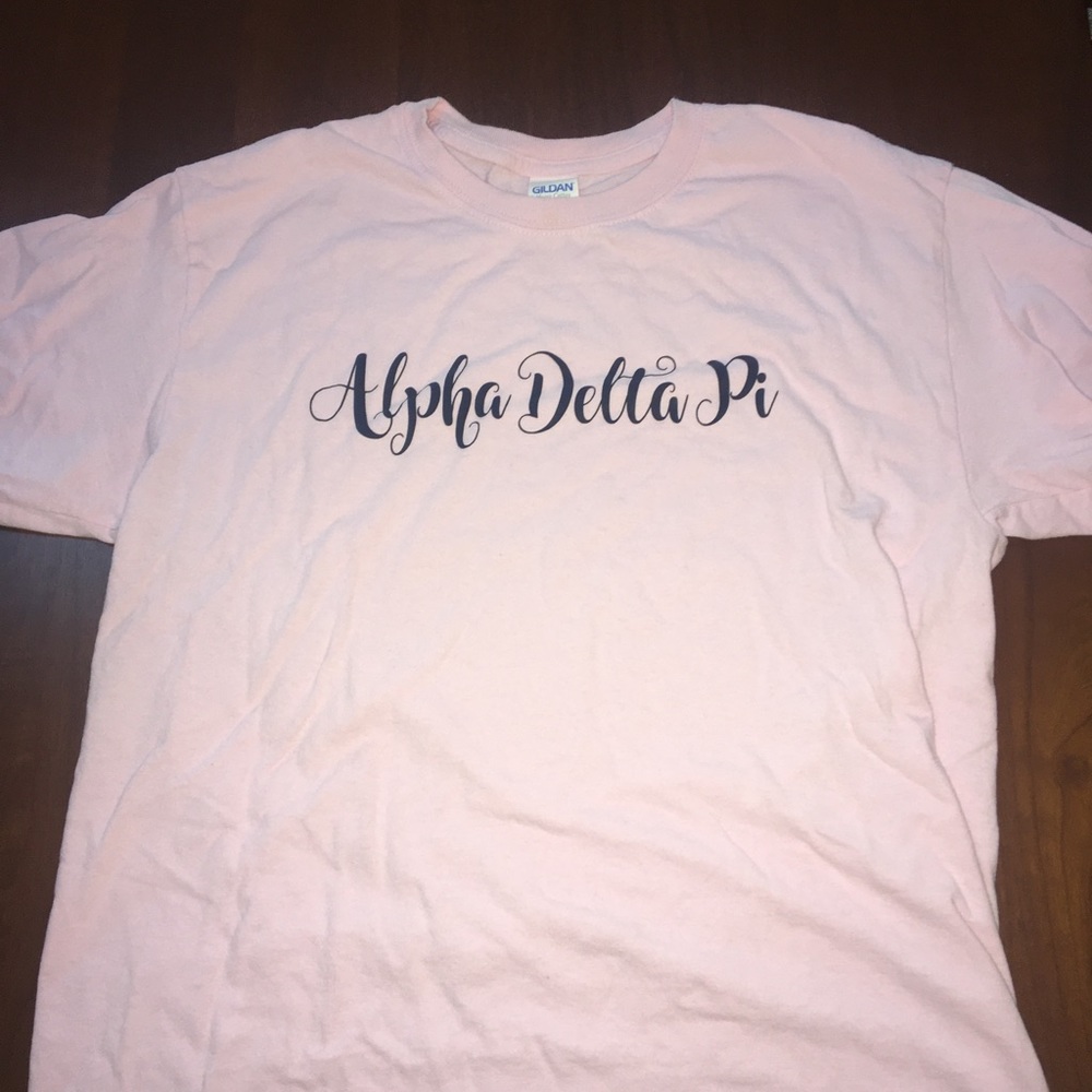 ADPi Alpha Delta Pi pink mermaid script t shirt